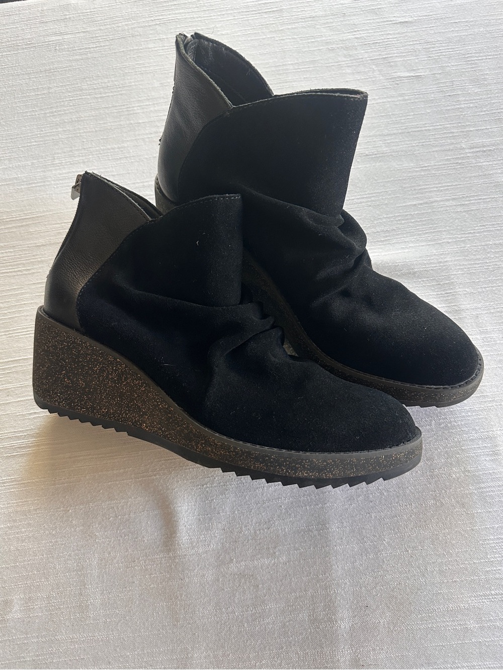 Aetrex Kara Black Suede Wedge Ankle Boots | EU 40 / US 9-9.5 NWOB